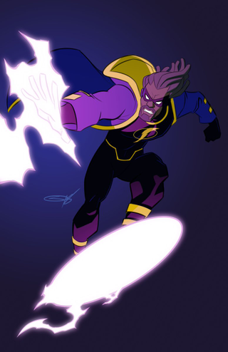 The older version of Static that appeared on the animated Justice League TV series.